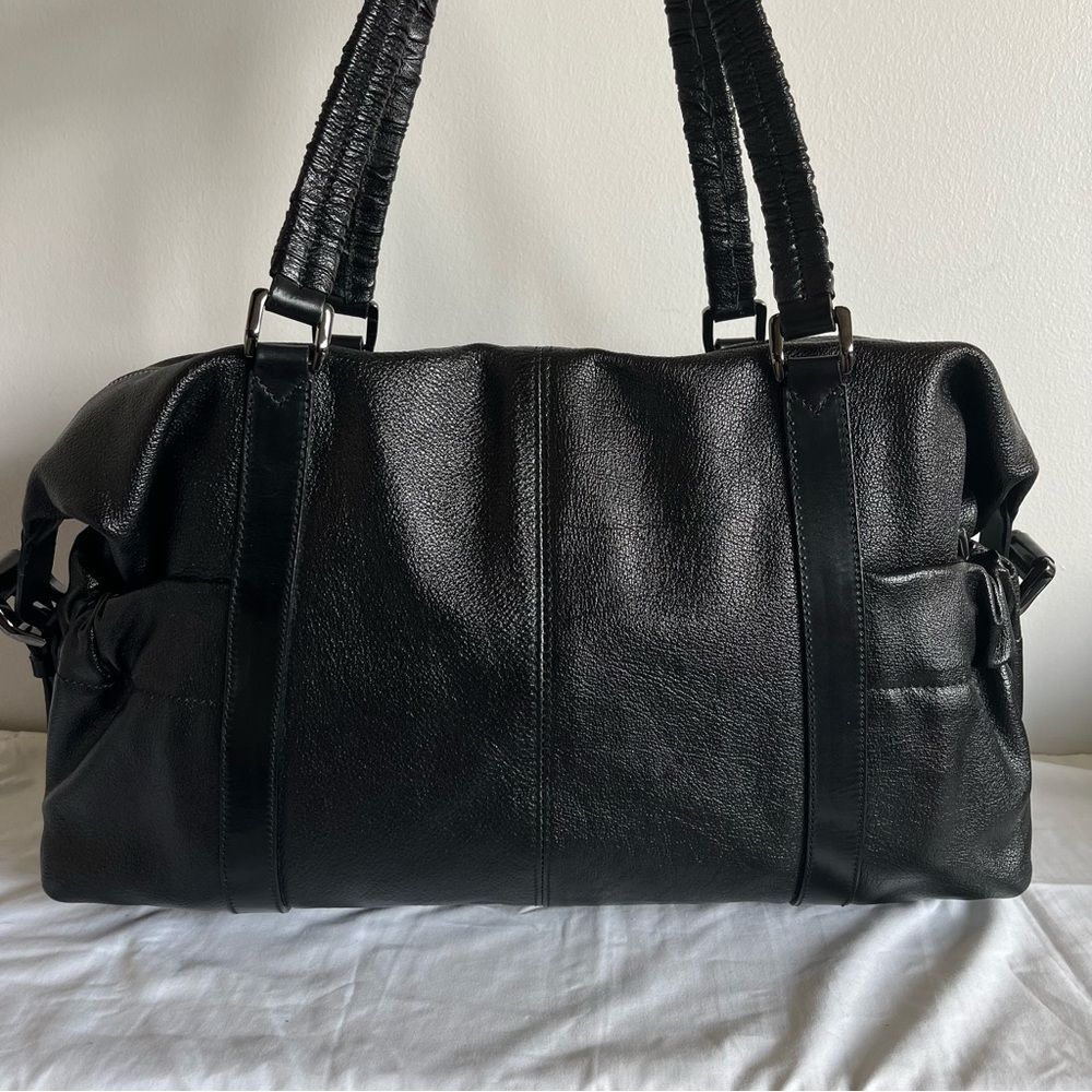 BURBERRY Black XL Calf Leather Hobo Shoulder Bag Haymarket Nova Check Canterbury - Picture 7 of 16